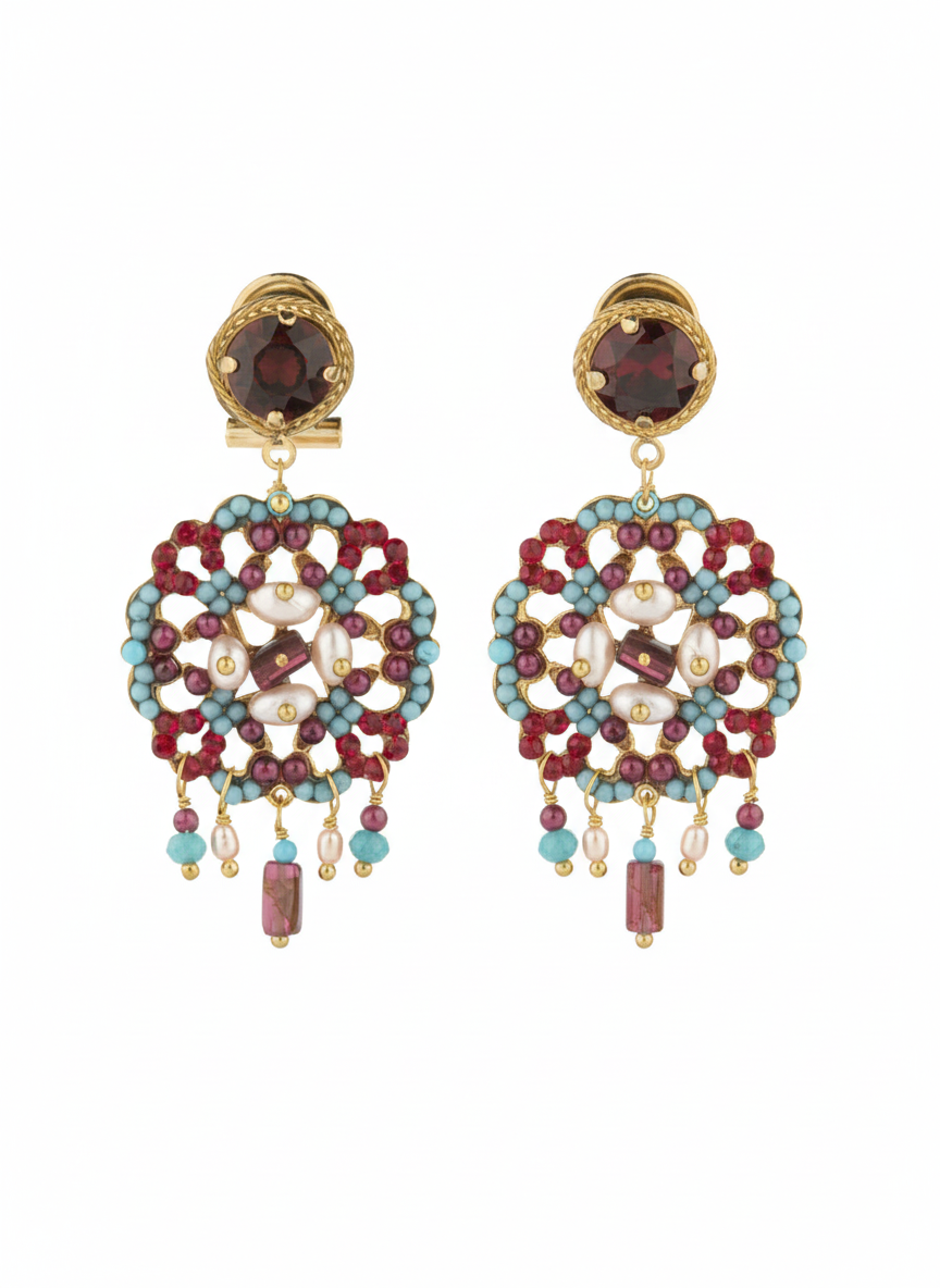Gabriela Timeless Feminine Dangle Earrings in Red