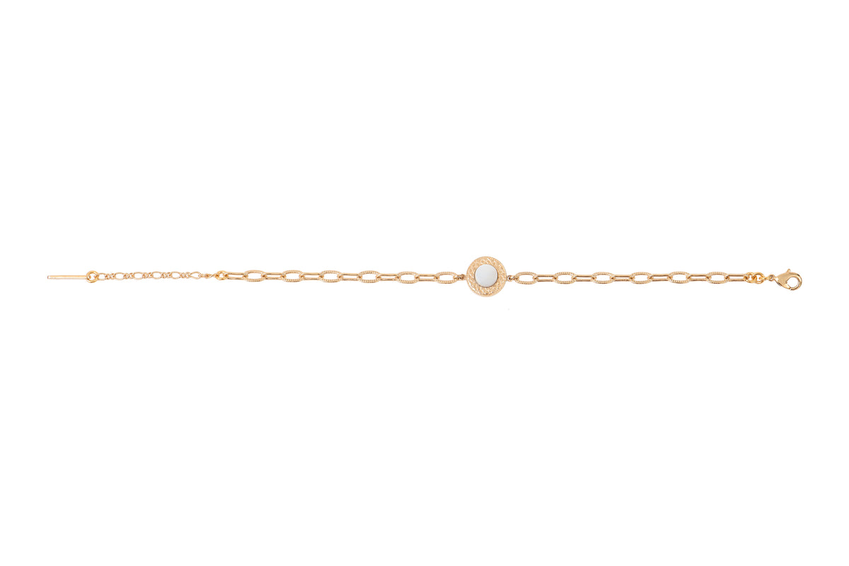 Angelique Refined Mother-Of-Pearl Adjustable Chain Bracelet in White