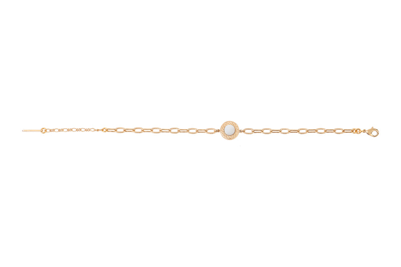 Angelique Refined Mother-Of-Pearl Adjustable Chain Bracelet in White