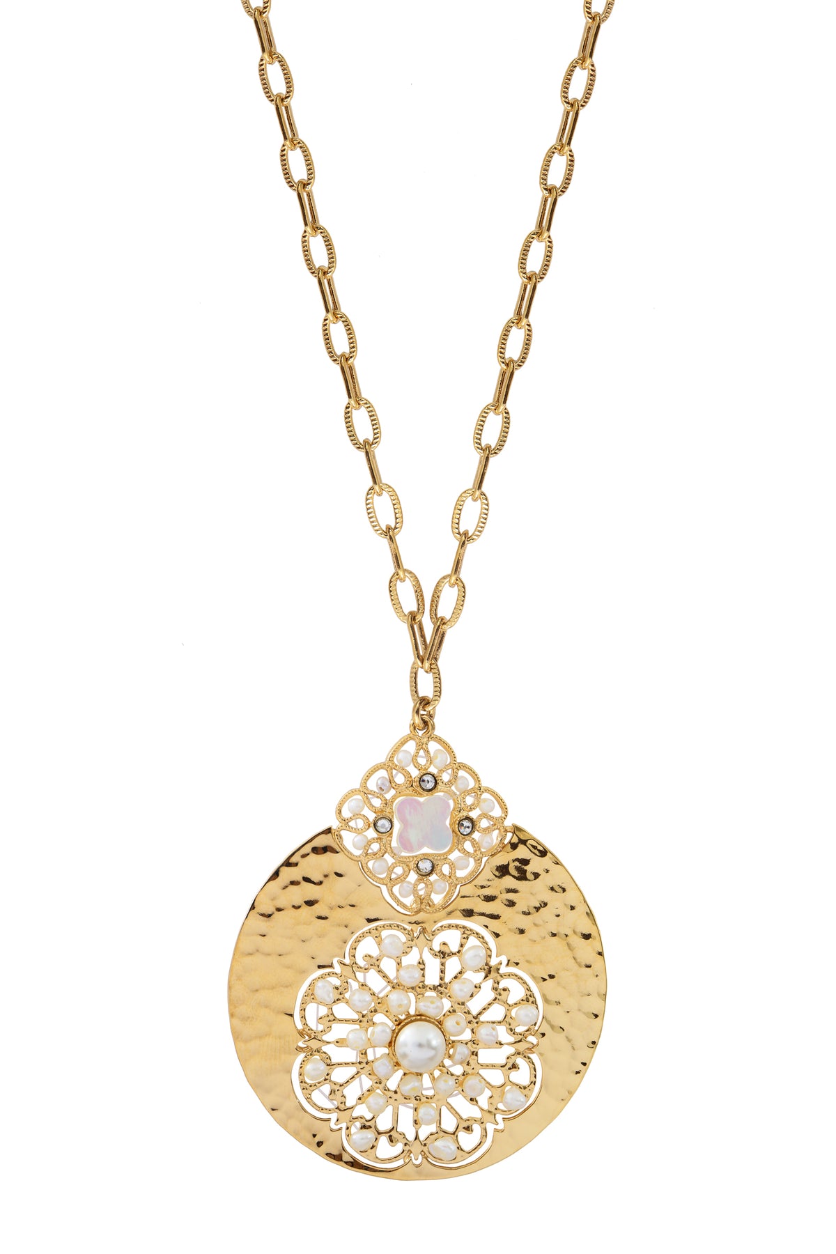 Angelique Romantic Freshwater Pearl Prestige Crystal Sautoir Necklace in White