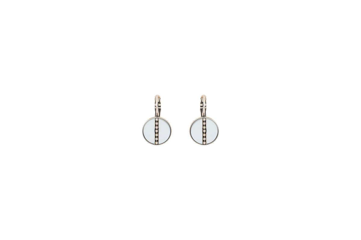 Hawaii Refined Mother-Of-Pearl And Metal Sleeper Earrings in White