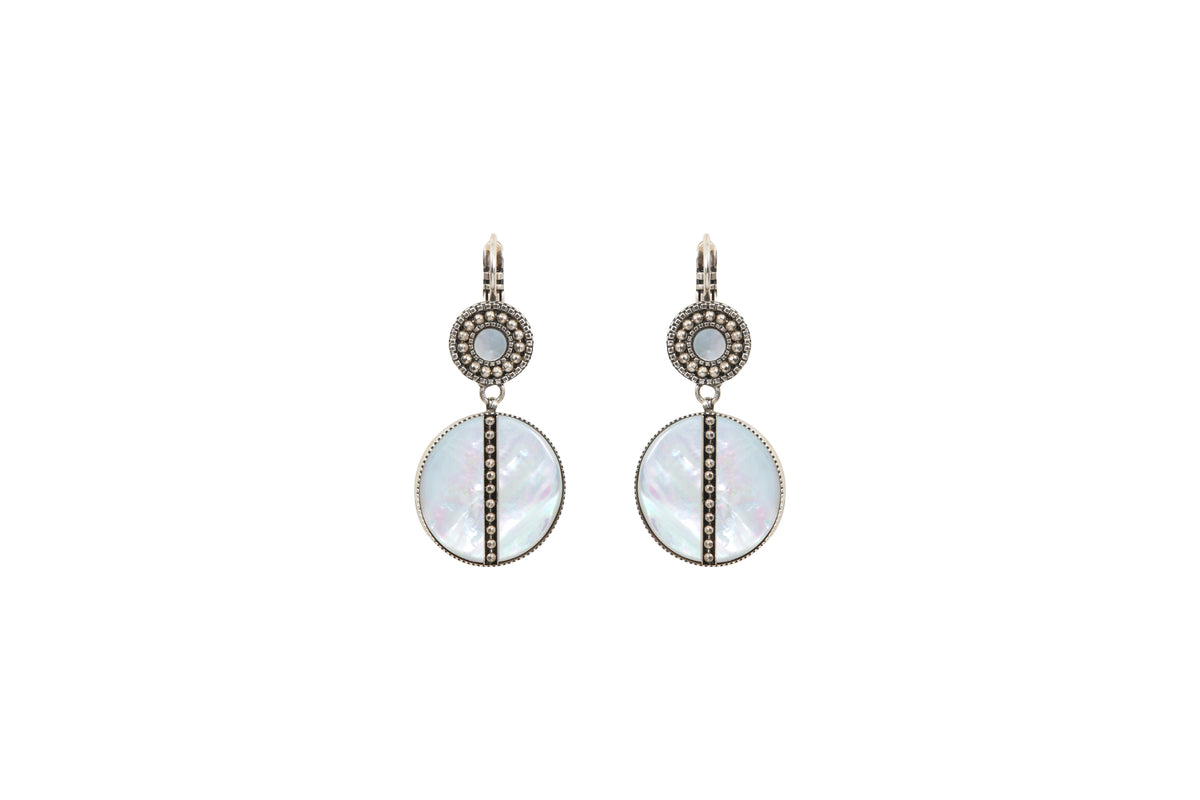 Hawaii Poetic Mother-Of-Pearl And Metal Sleeper Earrings in White