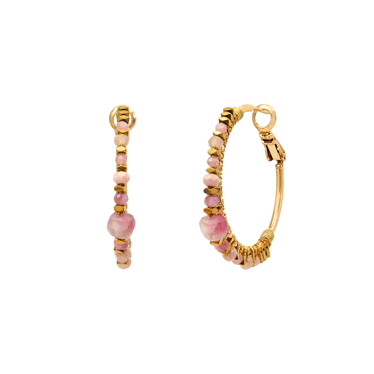 Iancura Gemstone Hoop Earrings in Pink