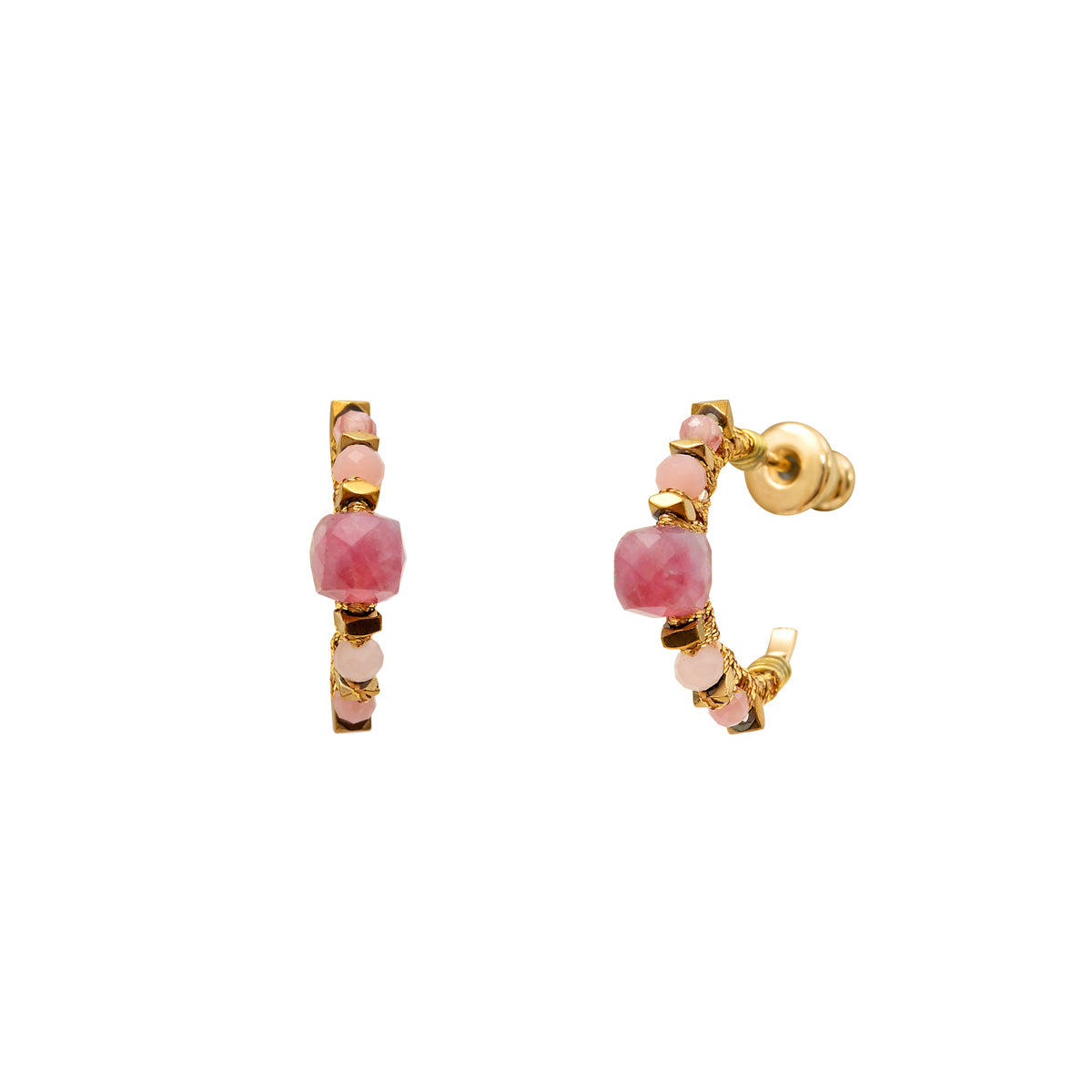 Iancura Gemstone Mini Hoop Earrings in Pink