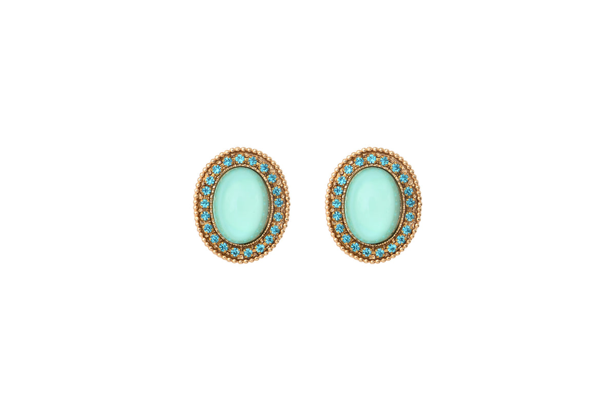 Louise Refined Prestige Crystal Clip-On Earrings in Blue