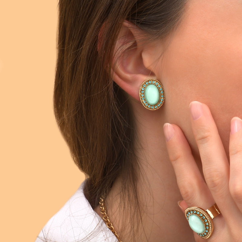 Louise Refined Prestige Crystal Clip-On Earrings in Blue