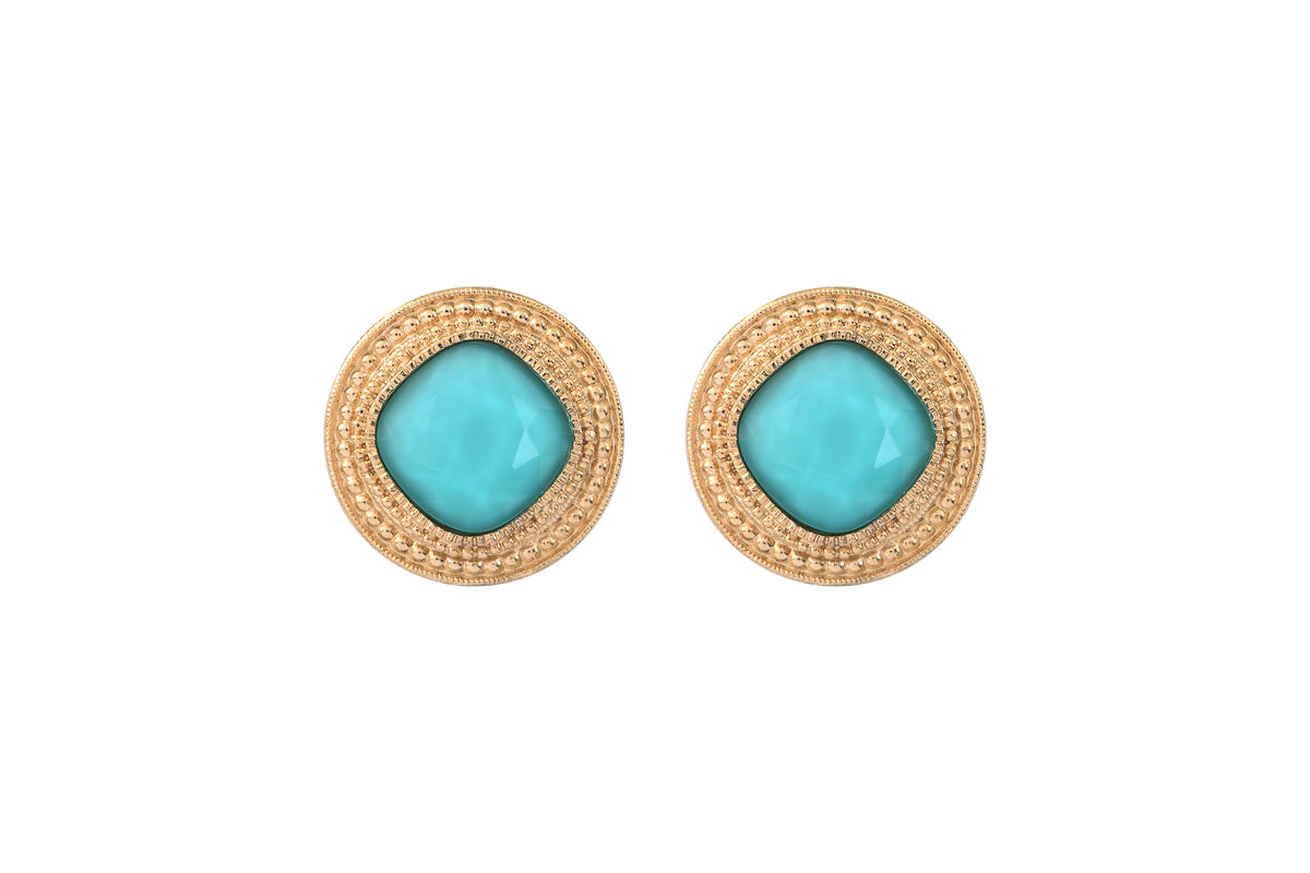 Louise Timeless Cabochon Clip-On Earrings in Blue