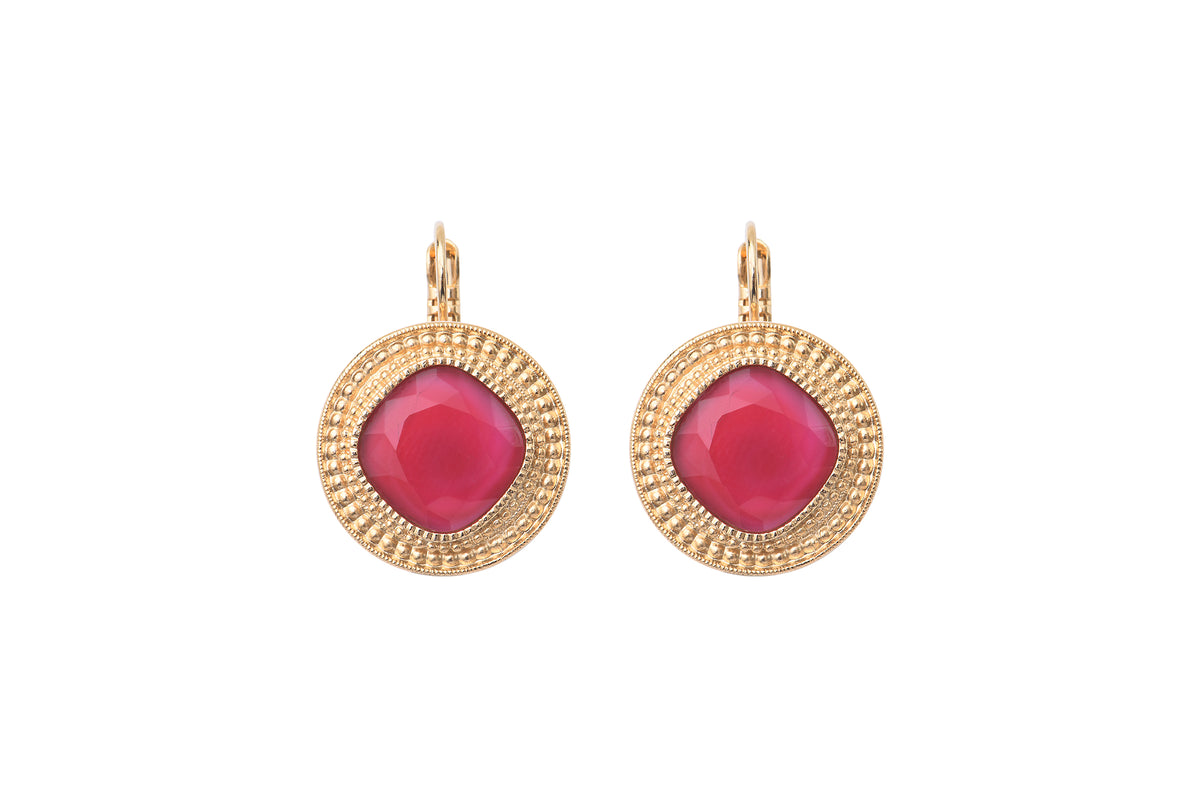 Louise Modern Cabochon Earrings in Pink