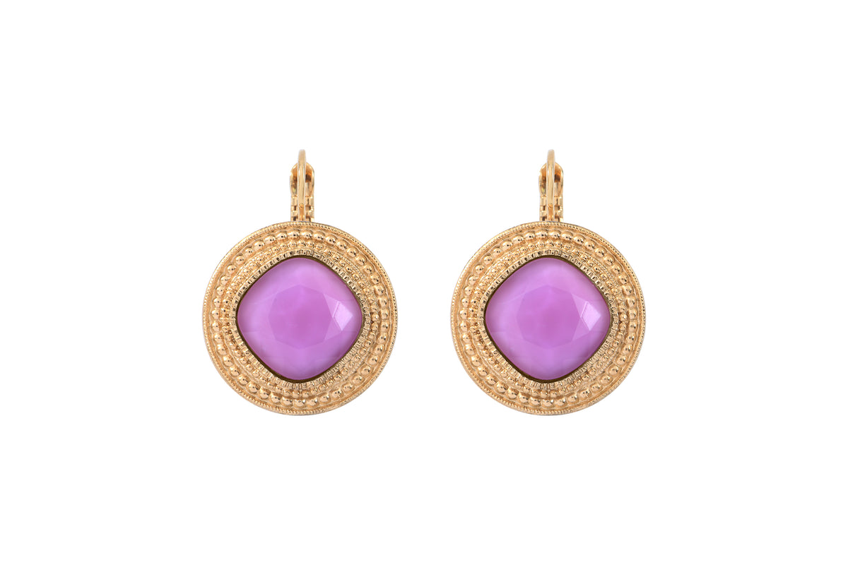 Louise Beautiful Cabochon Earrings in Purple