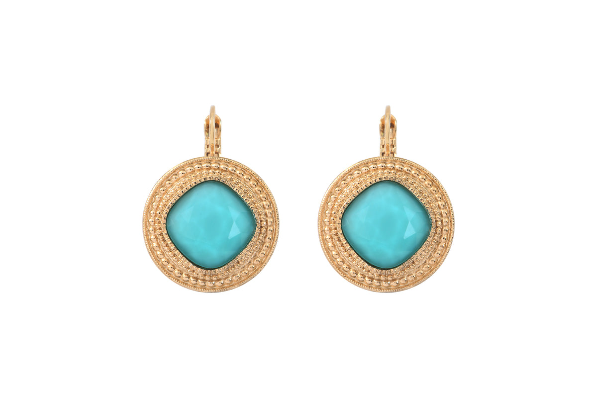 Louise Timeless Cabochon Earrings in Blue