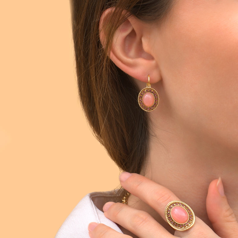 Louise Feminine Prestige Crystal Earrings in Pink