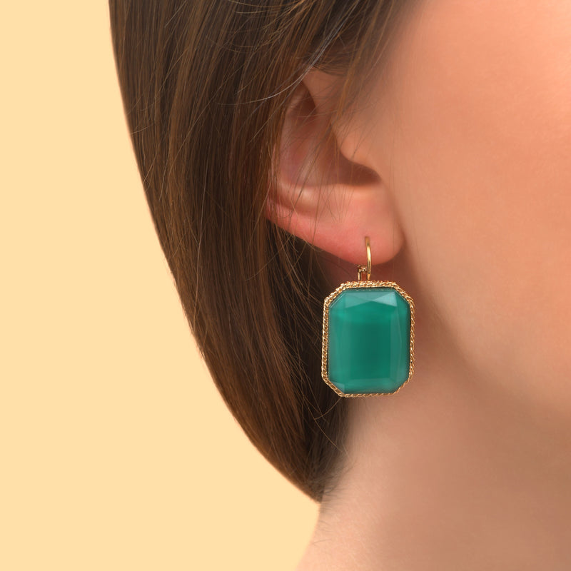 Louise Precious Cabochon Earrings in Turquoise