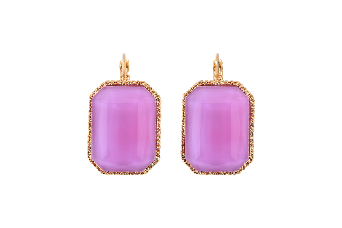 Louise Sophisticated Faceted Cabochon Earrings in Purple