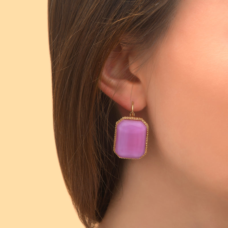 Louise Sophisticated Faceted Cabochon Earrings in Purple