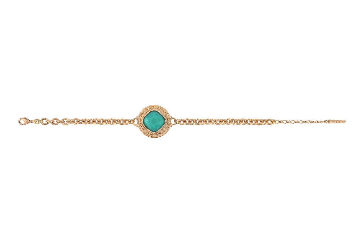 Louise Bohemian Chic Faceted Cabochon Flexible Bracelet in Turquoise