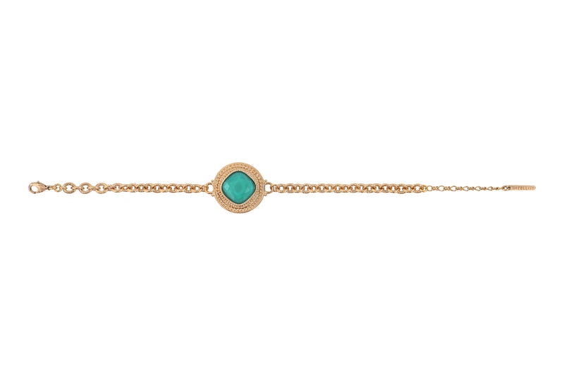 Louise Bohemian Chic Faceted Cabochon Flexible Bracelet in Turquoise