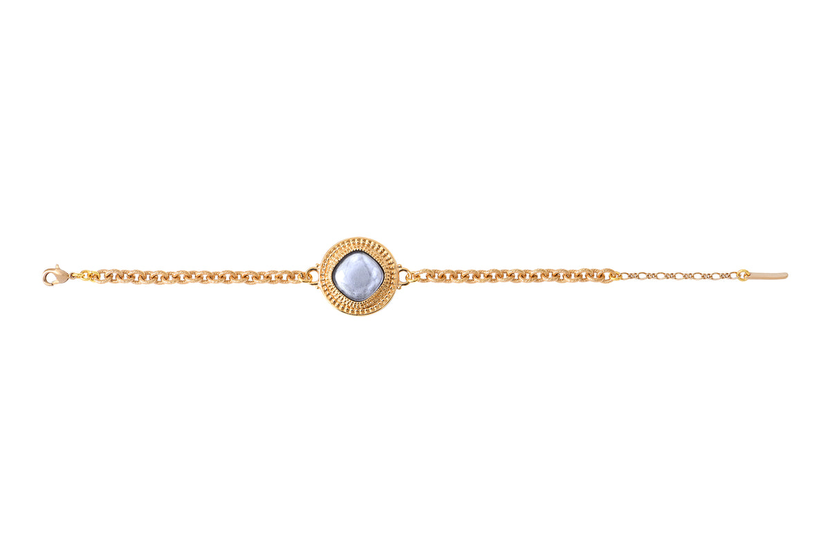 Louise Chic Cabochon Adjustable Slim Bracelet in White