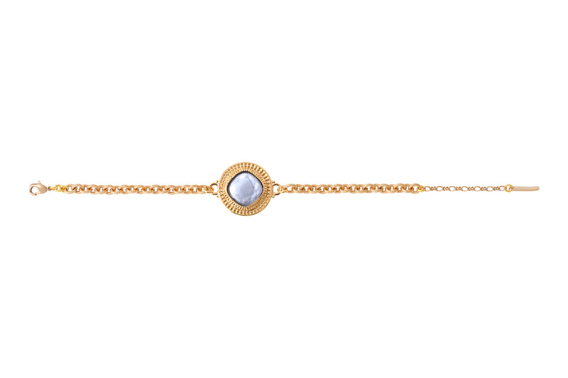 Louise Chic Cabochon Adjustable Slim Bracelet in White