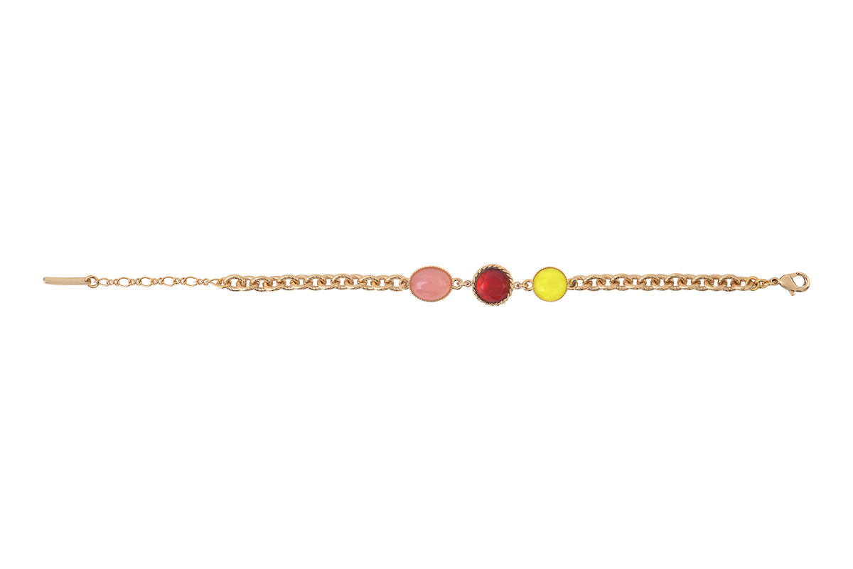 Louise Festive Faceted Cabochon Flexible Bracelet in Red