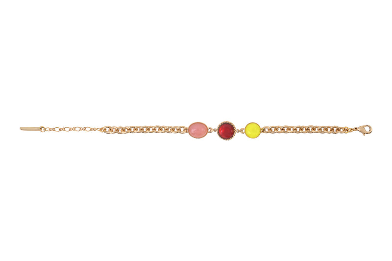 Louise Festive Faceted Cabochon Flexible Bracelet in Red
