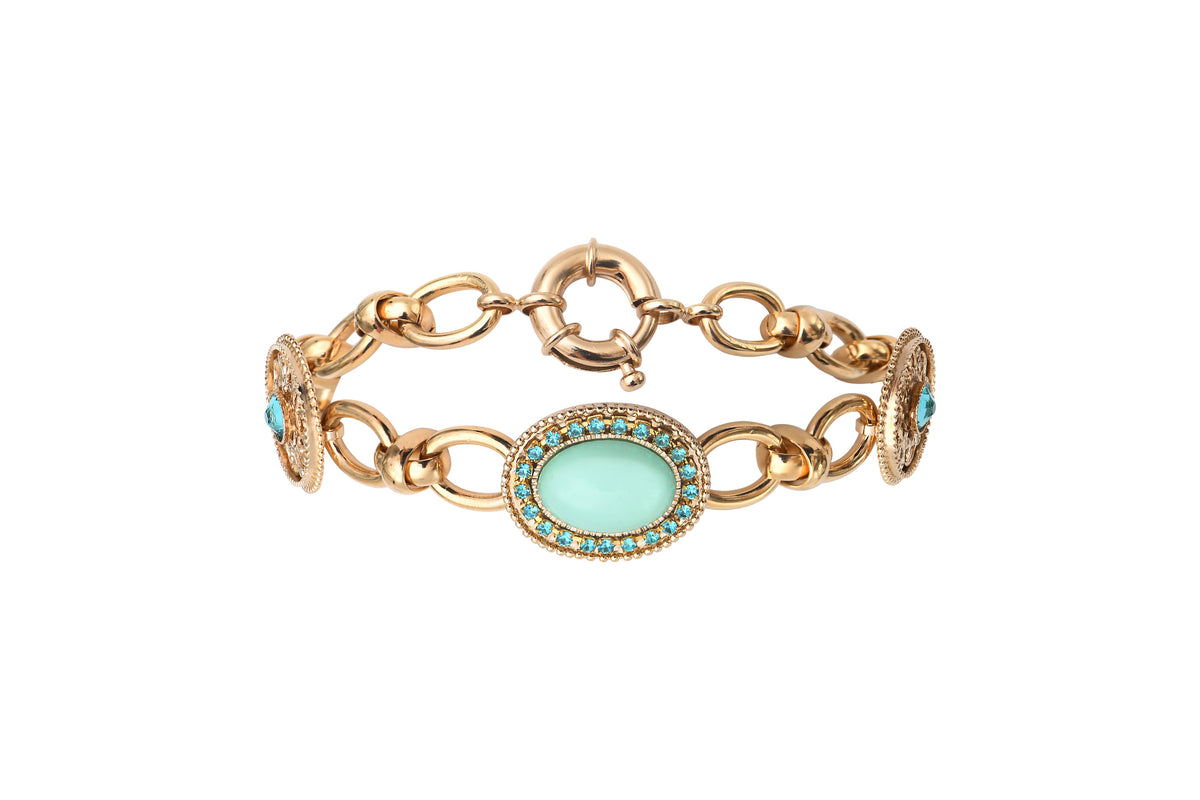 Louise Sophisticated Prestige Crystal Chain Bracelet in Blue