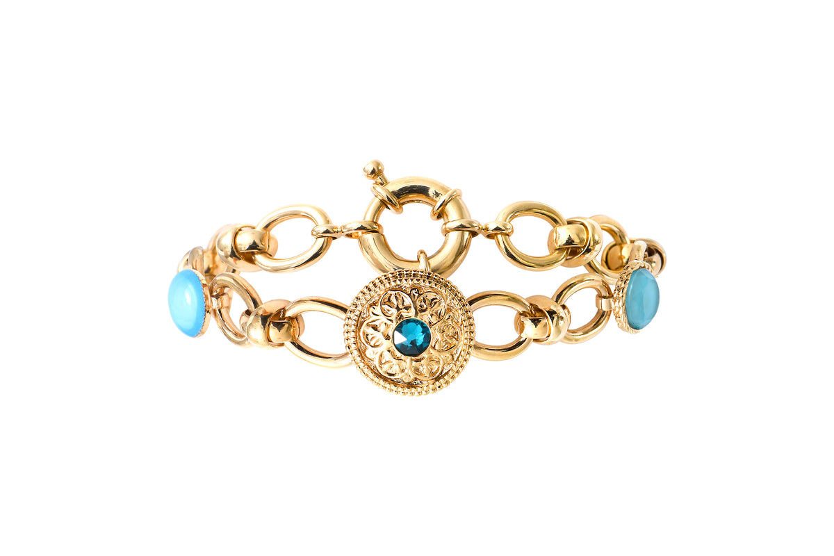 Louise Timeless Prestige Crystal Chain Bracelet in Turquoise