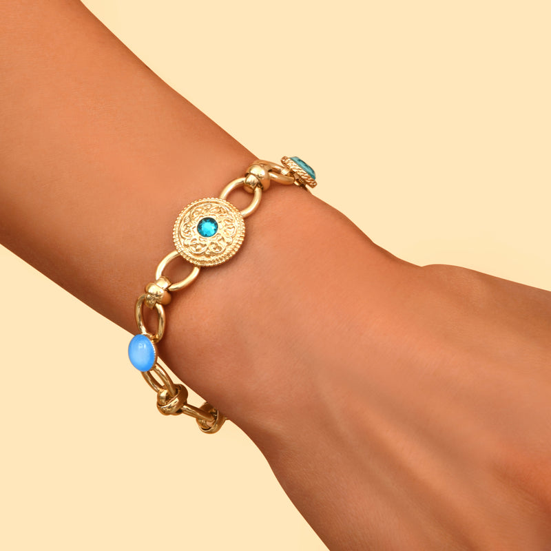 Louise Timeless Prestige Crystal Chain Bracelet in Turquoise