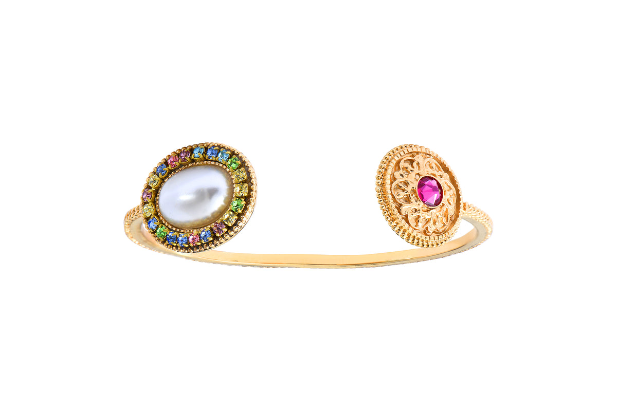 Louise Poetic Crystal You & Me Bangle in White