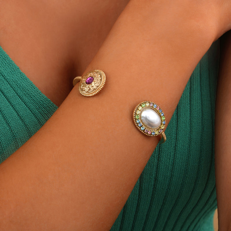 Louise Poetic Crystal You & Me Bangle in White