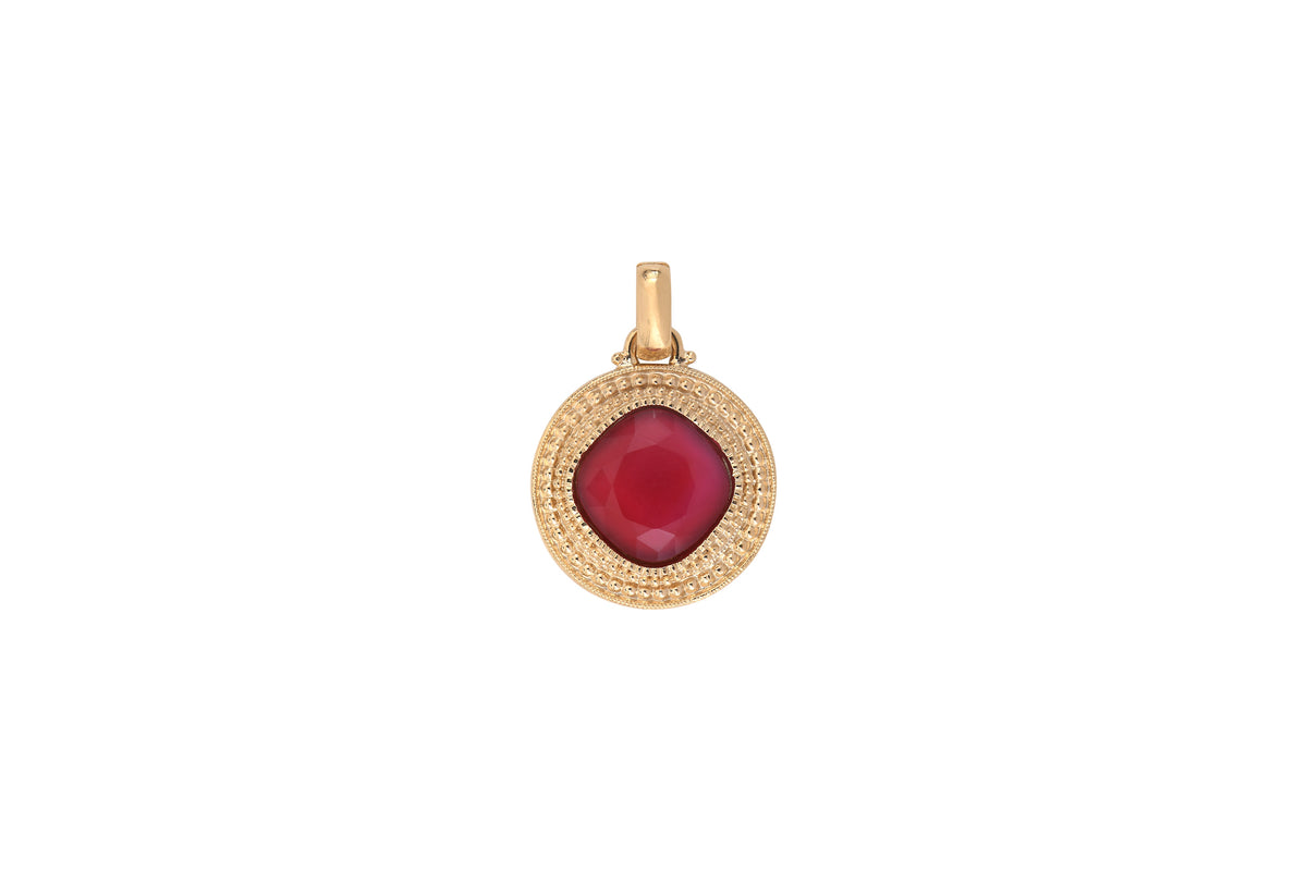 Louise Glamorous Faceted Cabochon Removable Pendant in Red with Chain Necklace
