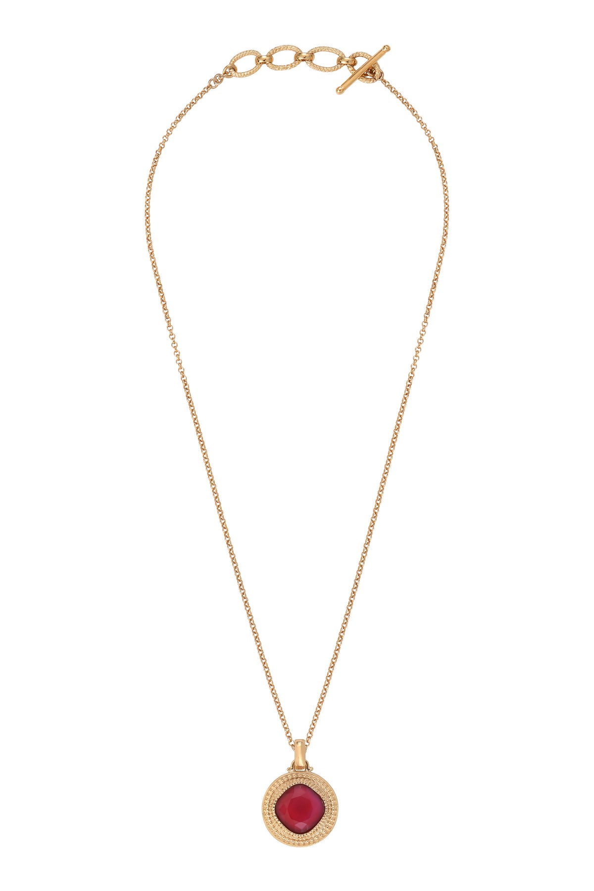 Louise Glamorous Faceted Cabochon Removable Pendant in Red with Chain Necklace