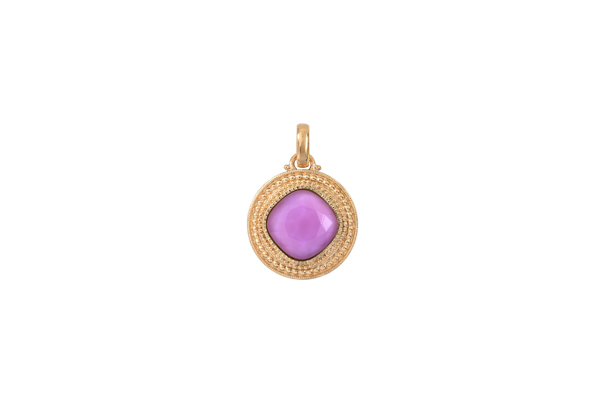 Louise Feminine Faceted Cabochon Removable Pendant in Pink with Chain Necklace