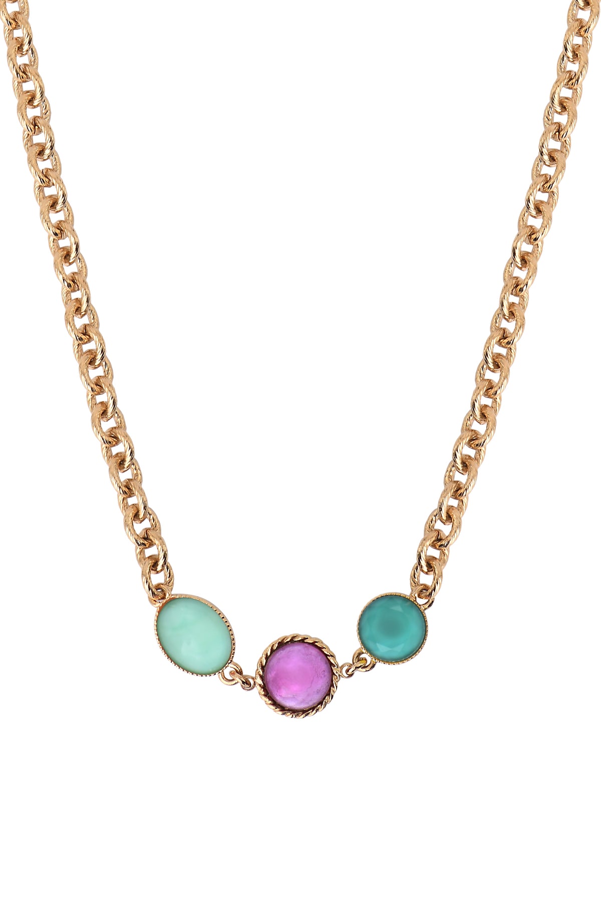 Louise On-Trend Coloured Cabochon Short Necklace in Blue