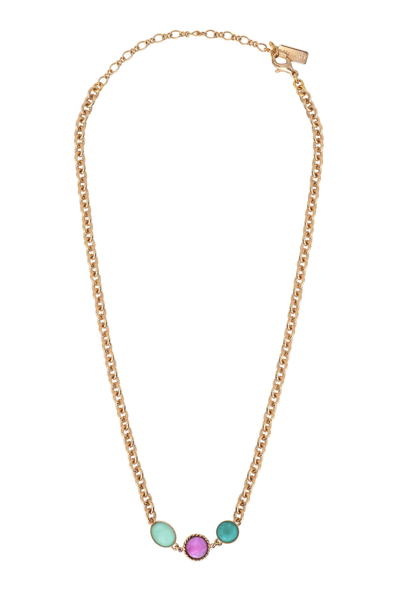 Louise On-Trend Coloured Cabochon Short Necklace in Blue