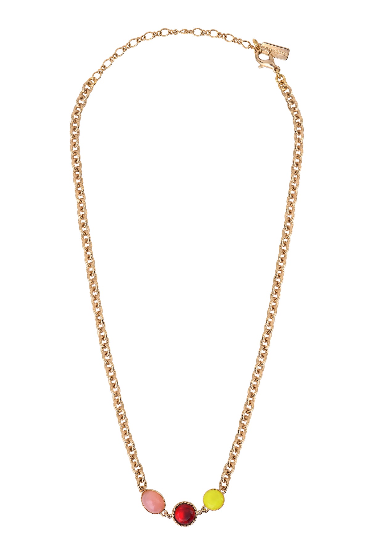 Louise Modern Coloured Cabochon Short Necklace in Red