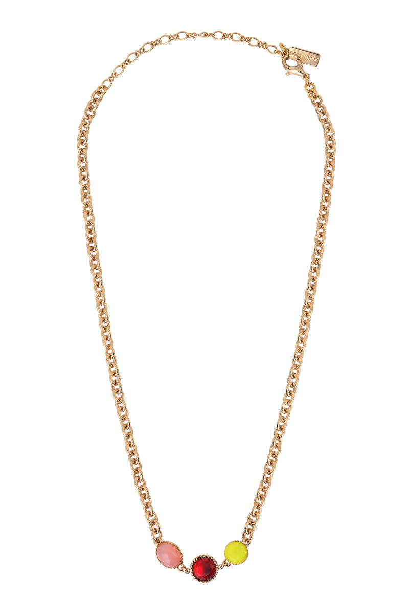 Louise Modern Coloured Cabochon Short Necklace in Red