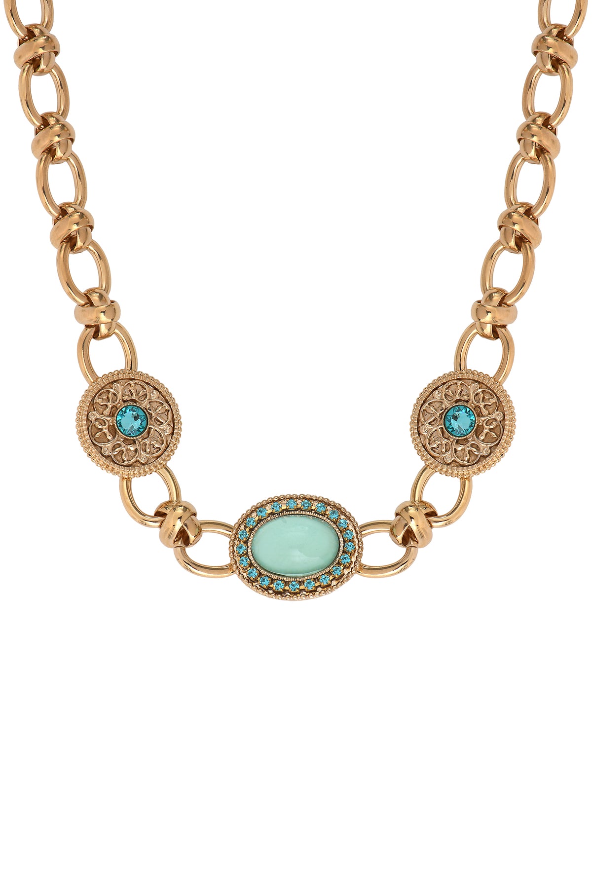 Louise Baroque Prestige Crystal Chain Necklace in Blue