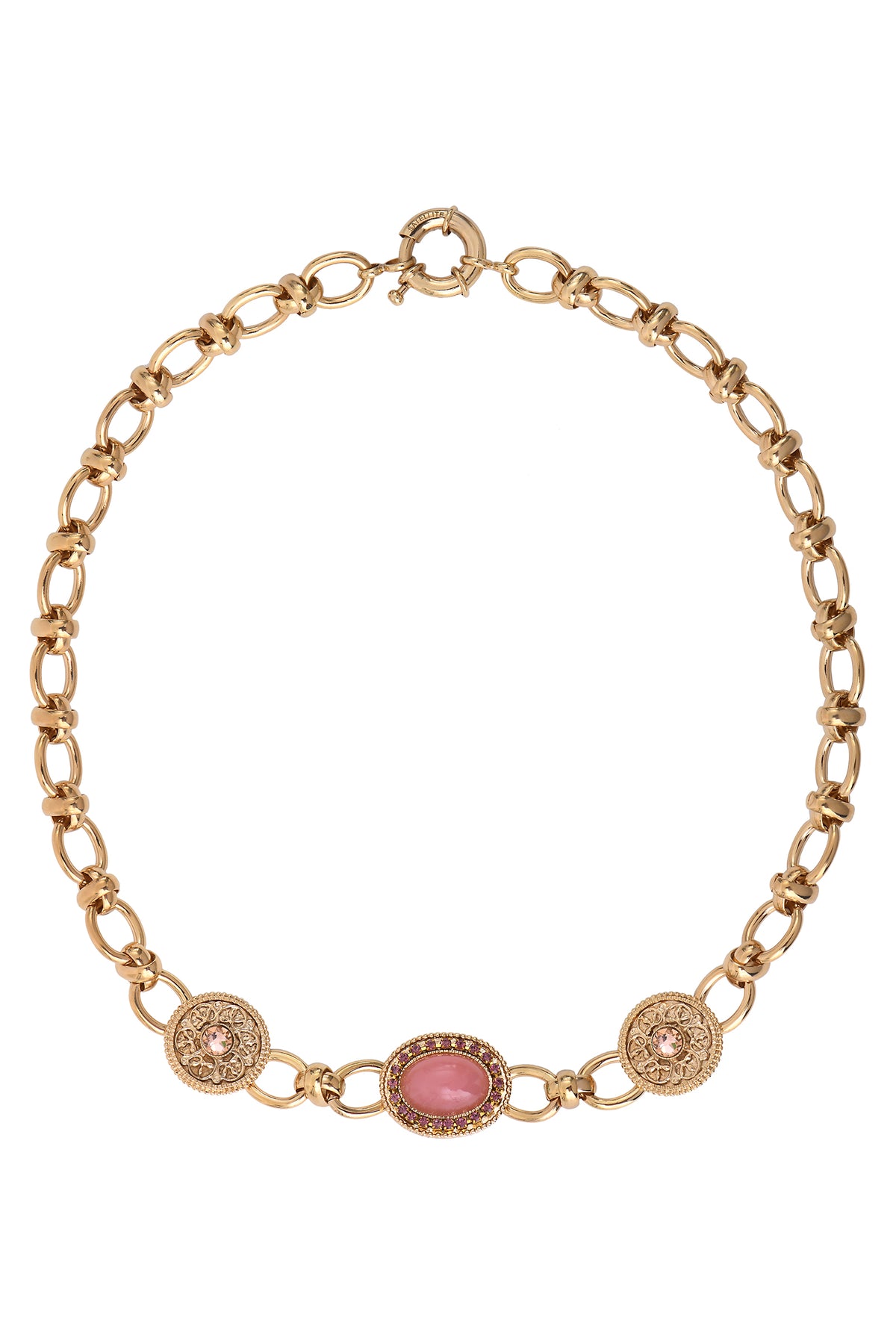 Louise Glamorous Prestige Crystal Chain Necklace in Pink