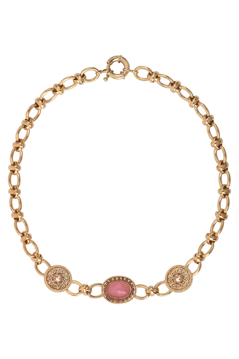 Louise Glamorous Prestige Crystal Chain Necklace in Pink