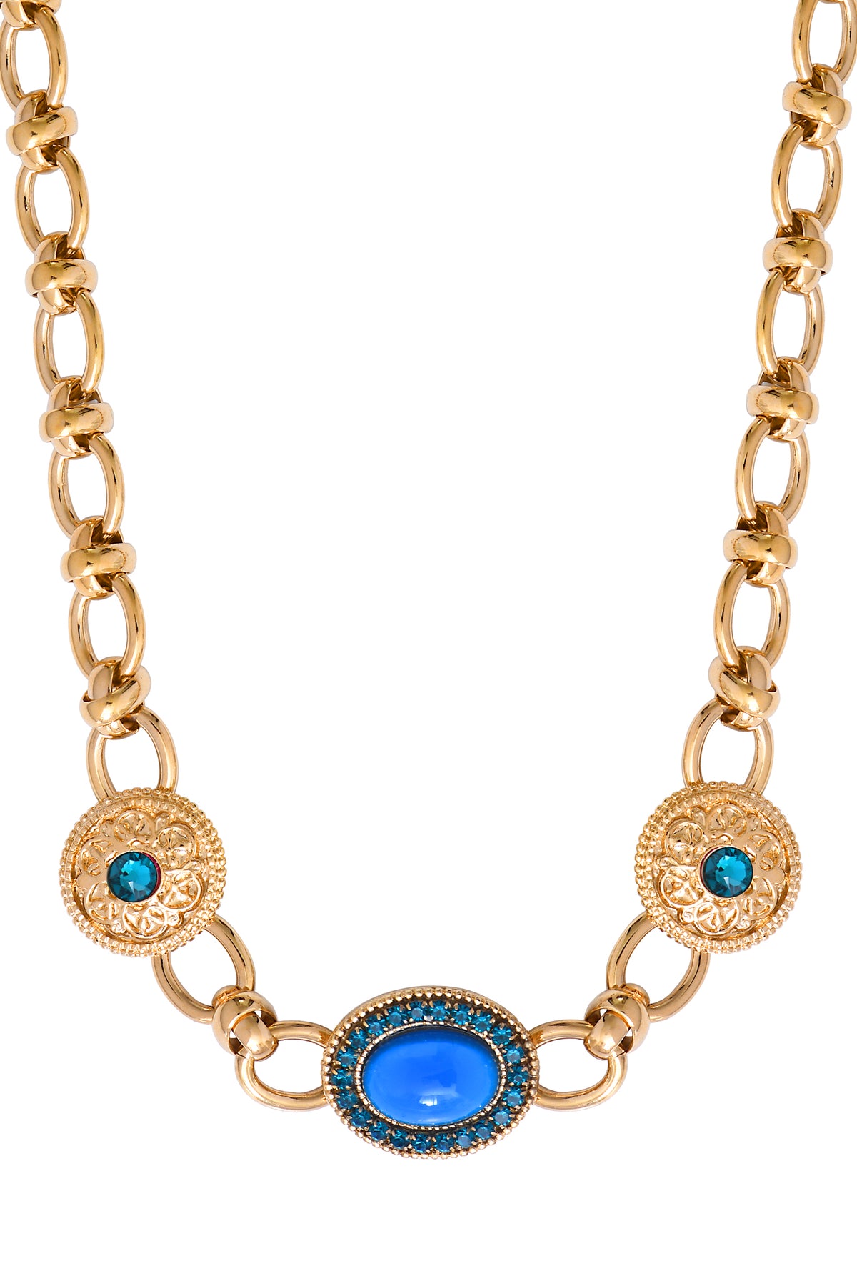 Louise Colourful Prestige Crystal Chain Necklace in Turquoise
