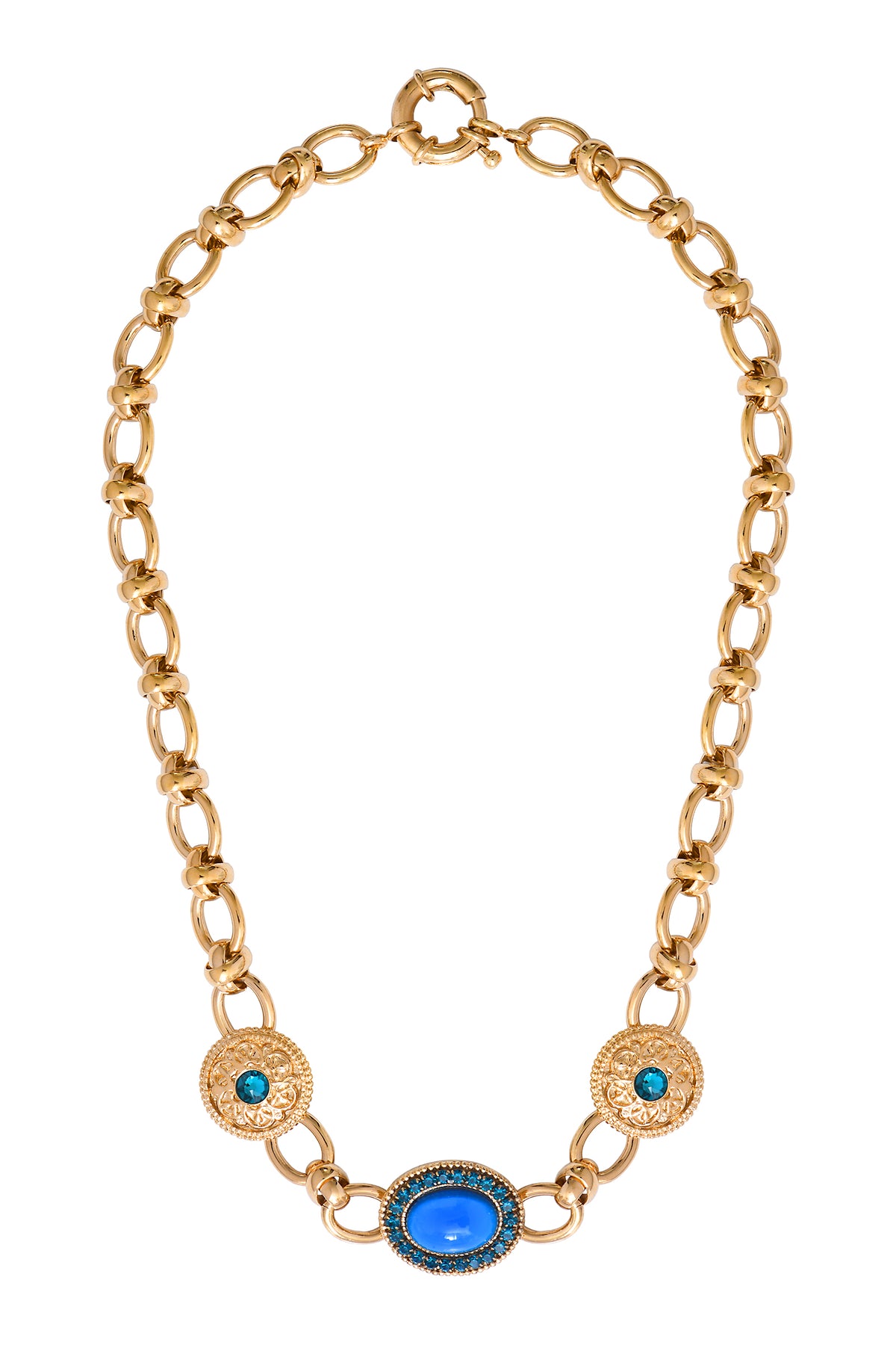 Louise Colourful Prestige Crystal Chain Necklace in Turquoise