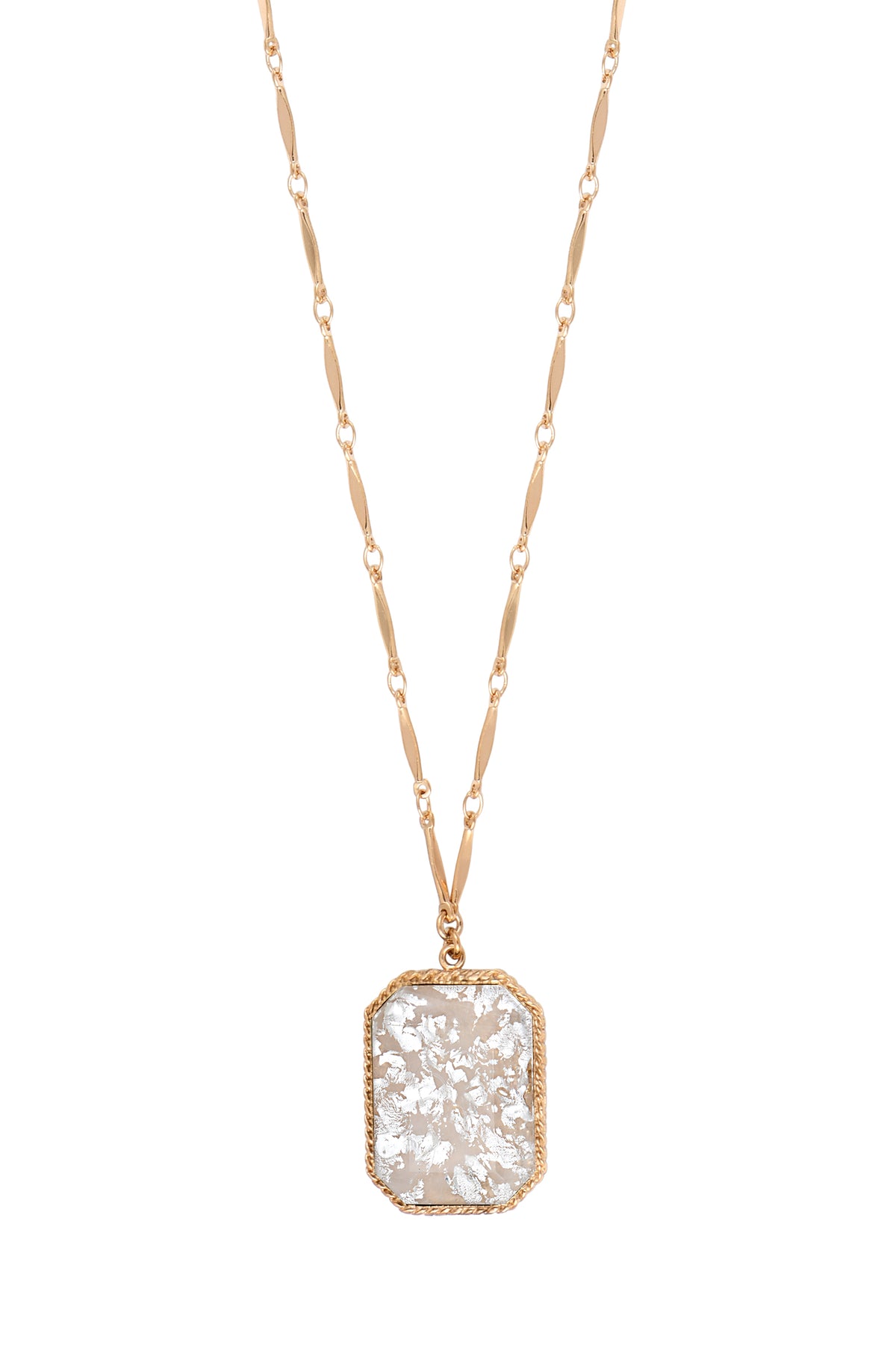 Louise Poetic Cabochon Adjustable Pendant Necklace In White