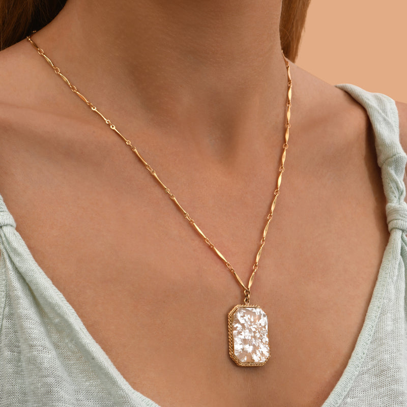 Louise Poetic Cabochon Adjustable Pendant Necklace In White