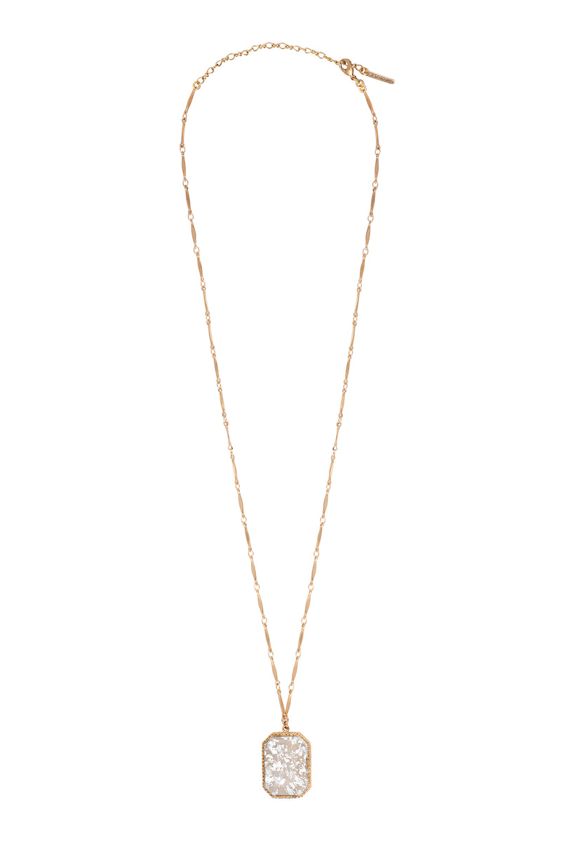 Louise Poetic Cabochon Adjustable Pendant Necklace In White