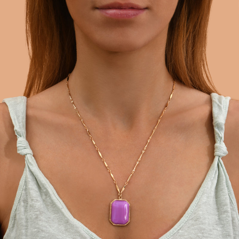 Louise Timeless Cabochon Adjustable Pendant Necklace In Pink
