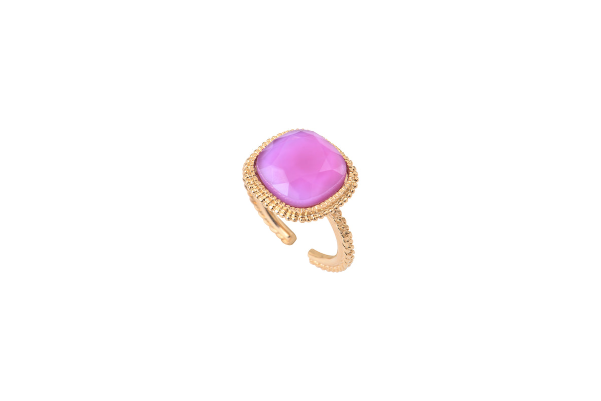 Louise Romantic Faceted Cabochon Adjustable Ring in Purple