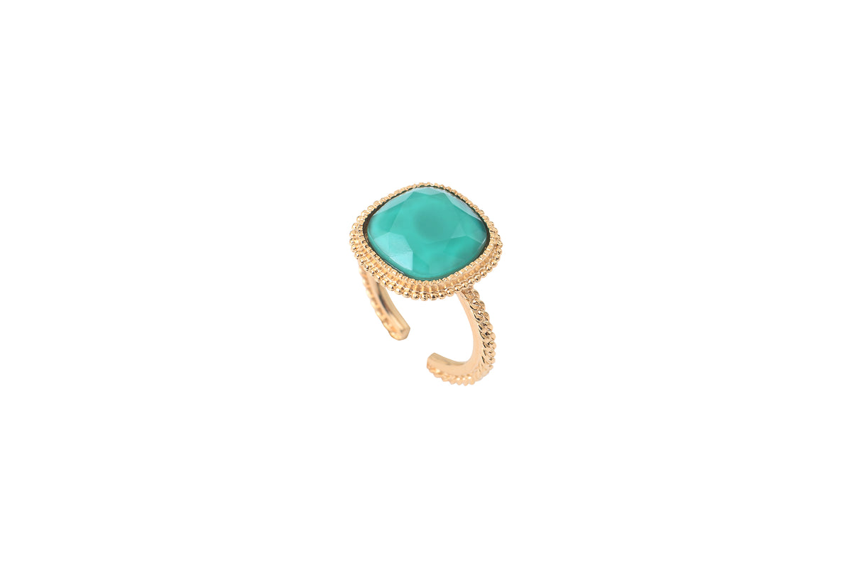 Louise Bohemian Faceted Cabochon Adjustable Ring in Turquoise