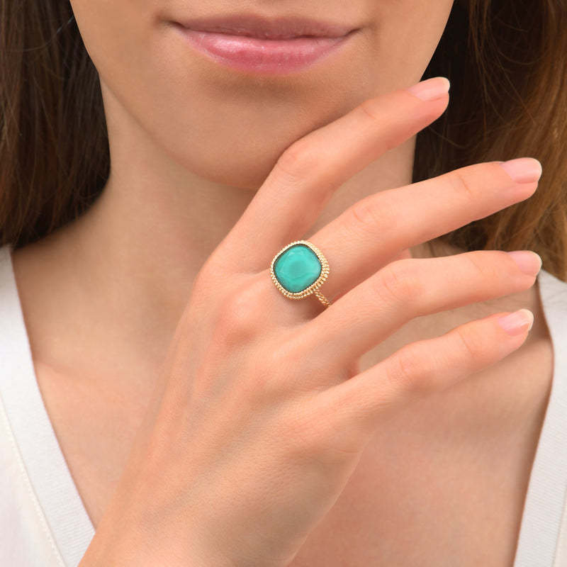 Louise Bohemian Faceted Cabochon Adjustable Ring in Turquoise