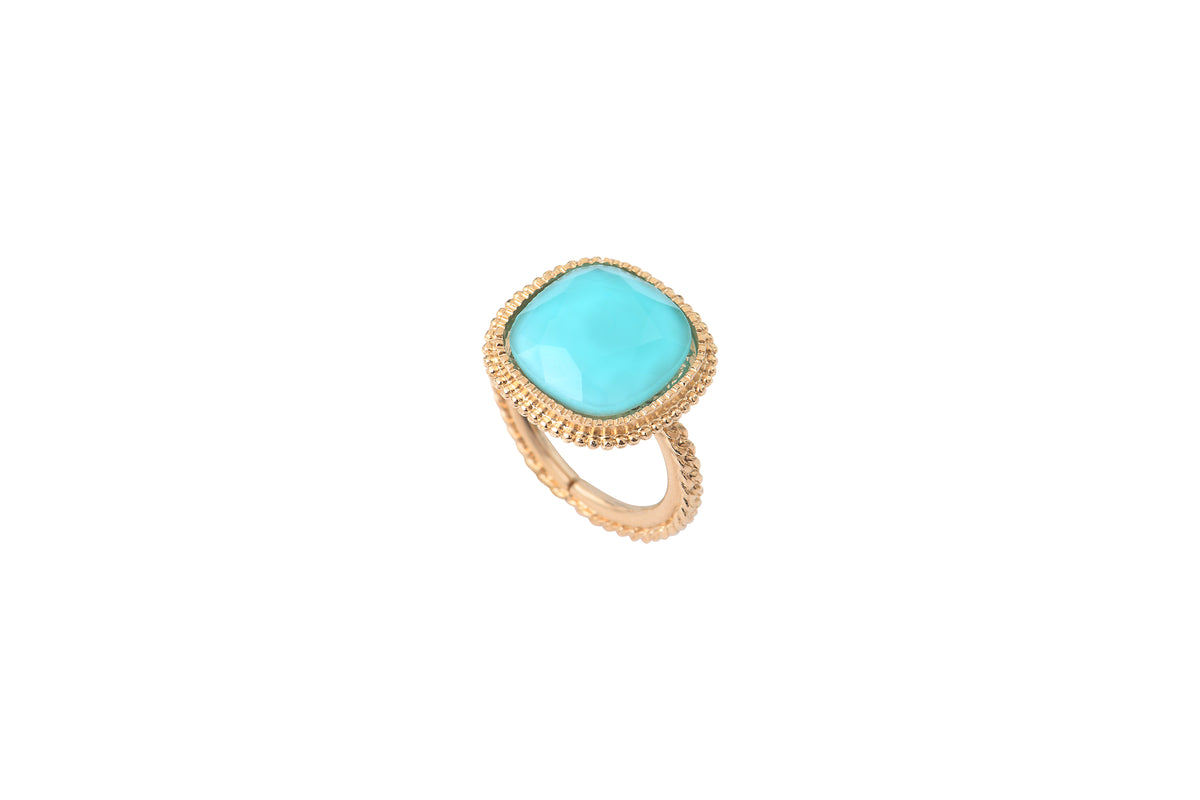 Louise On-Trend Faceted Cabochon Adjustable Ring in Blue
