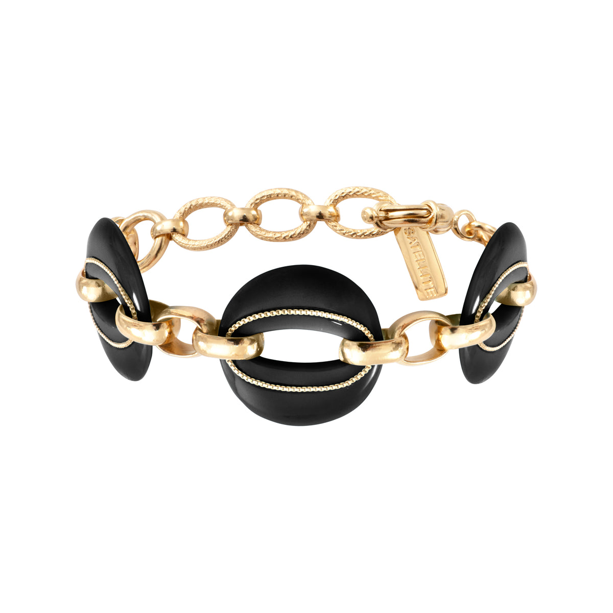 Masseria Adjustable Chain Bracelet with Central Links in Black